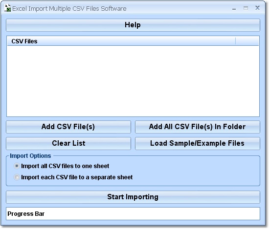Screenshot of Excel Import Multiple CSV Files Software 7.0