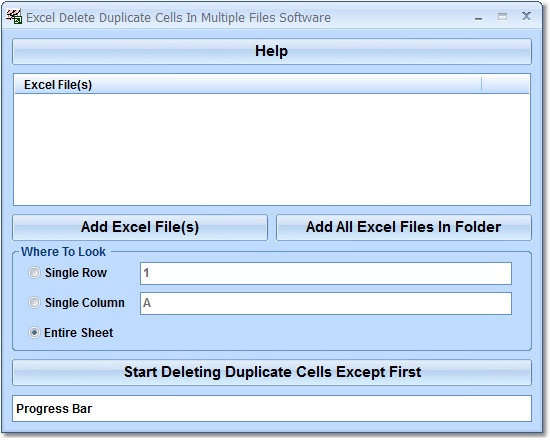 Screenshot of Excel Delete Duplicate Cells In Multiple Files Software