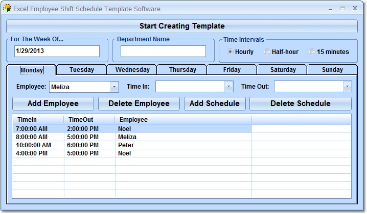 daily time schedule template. Excel Employee Shift Schedule