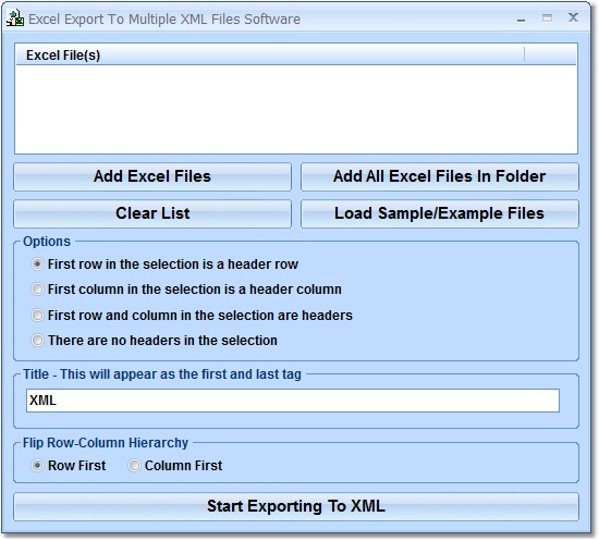 Screenshot for Excel Export To Multiple XML Files Software 7.0