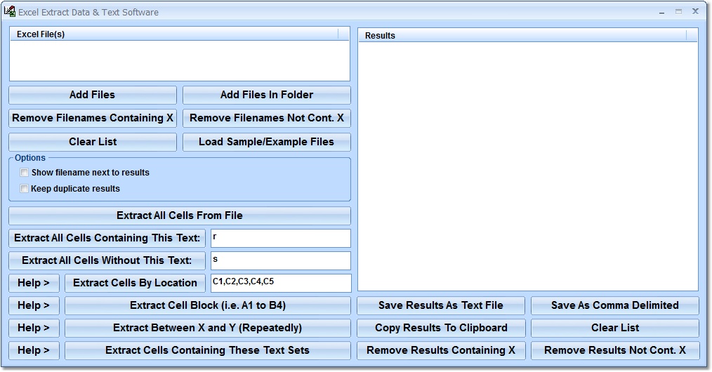 Screenshot of Excel Extract Data & Emails Software