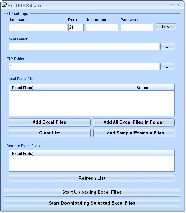 Screenshot of Excel FTP Software 1.1