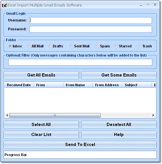 Screenshot for Excel Import Multiple Gmail Emails Software 7.0