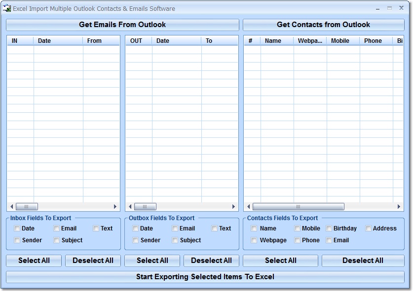 Screenshot for Excel Import Multiple Outlook Contacts & Emails So 7.0