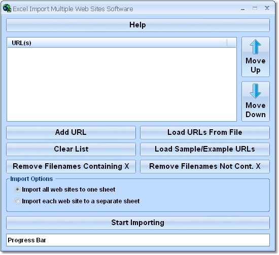 Screenshot for Excel Import Multiple Web Sites Software 7.0