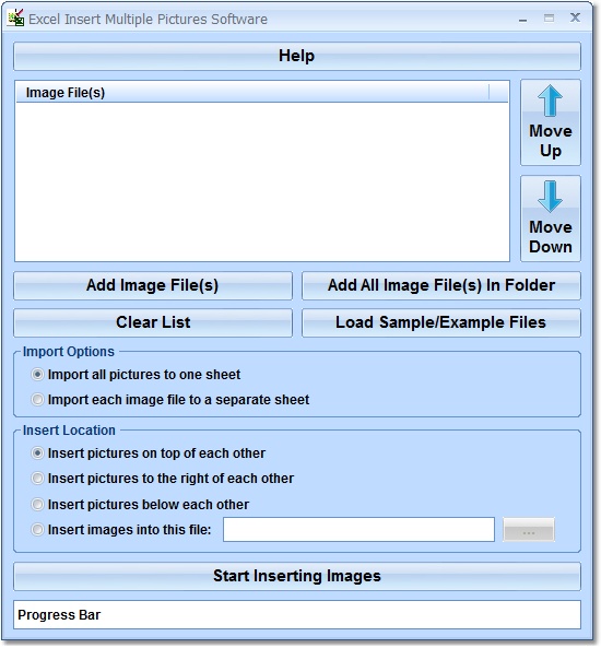Click to view Excel Insert Multiple Pictures Software 7.0 screenshot