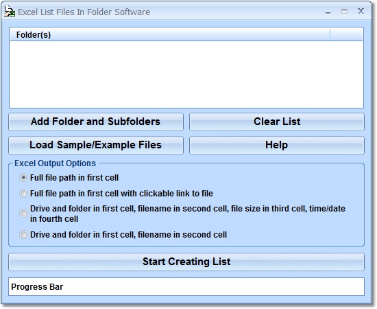 Excel List Files In Folder Software screen shot