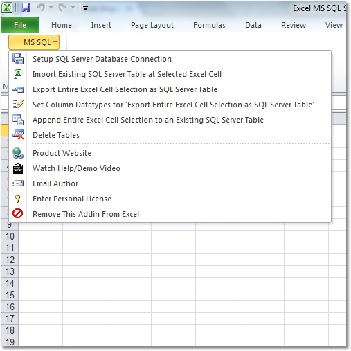 Screenshot of Excel MS SQL Server Import, Export & Convert Software 1.1