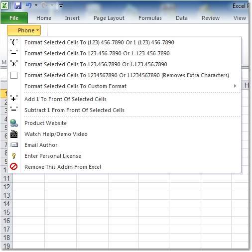 Screenshot of Excel Convert Phone Numbers Software 7.0