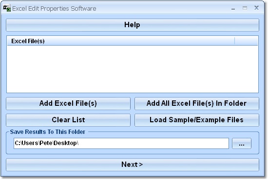 Excel Edit Properties Software screen shot