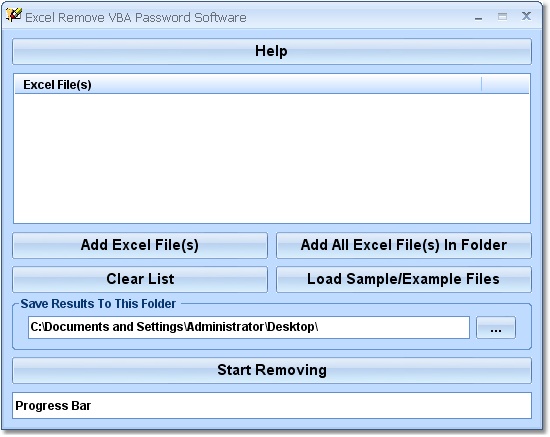 Remove VBA password protection in one or more MS Excel files.