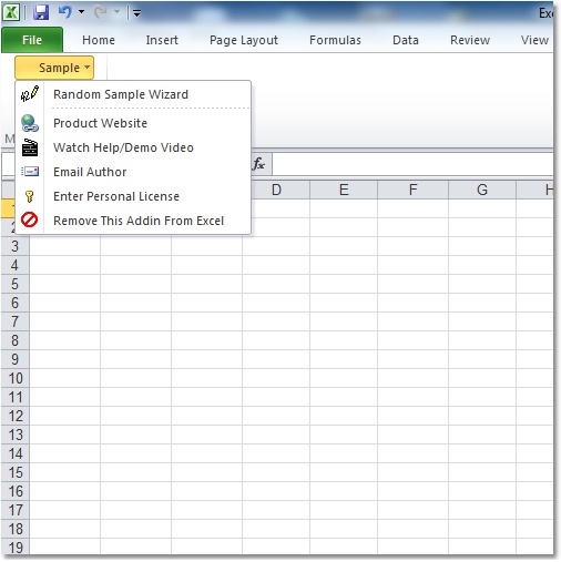 Excel Random Sample Software screen shot