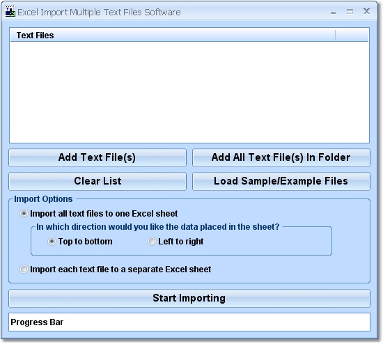Screenshot of Excel Import Multiple Text Files Software