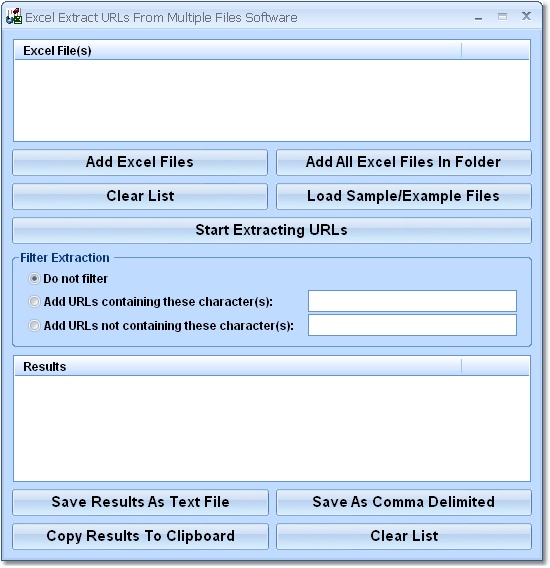 Screenshot of Excel Extract URLs Software
