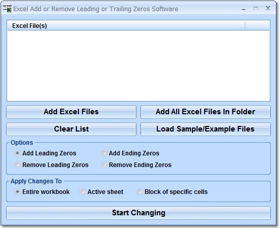 Excel Add or Remove Leading or Trailing Zeros Soft screen shot