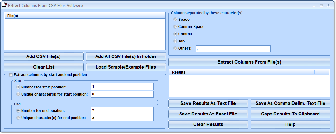 Extract Columns From CSV Files Software 7.0 screenshot