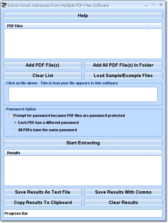 Extract Email Addresses From Multiple PDF Files So screen shot