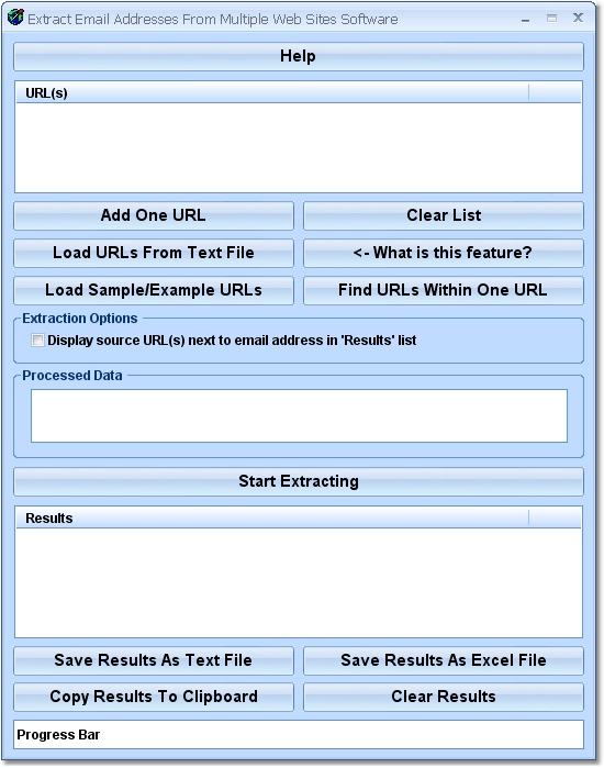 Screenshot of Extract Email Addresses From Multiple Web Sites Software 7.0