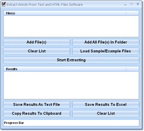Extract Words From Text and HTML Files Software screen shot