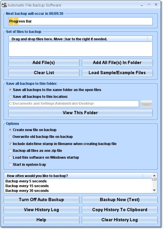 Screenshot of Automatic File Backup Software 7.0