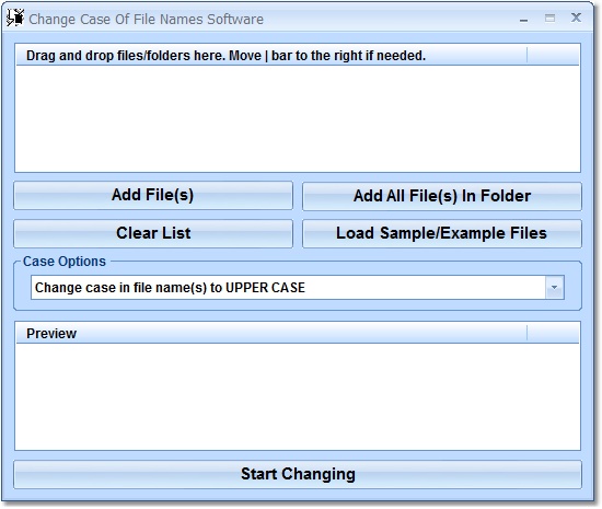 Screenshot of Change Case of File Names Software