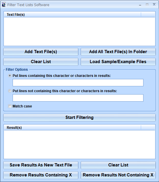 Filter Text Lists Software 7.0 screenshot