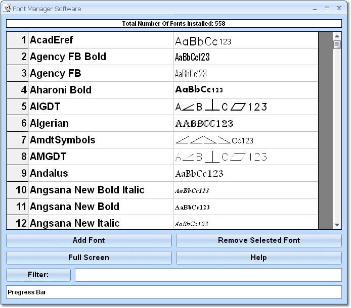 Font Manager Software screen shot