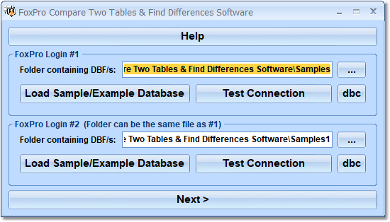 screenshot of foxpro-compare