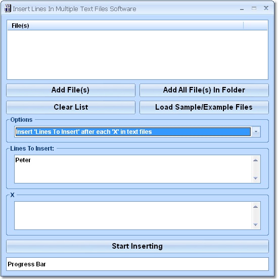 Insert Lines In Multiple Text Files Software screen shot