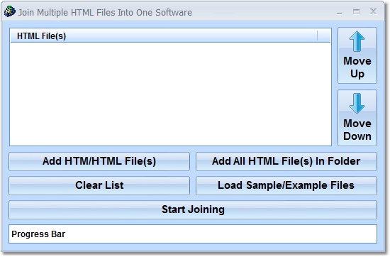 Screenshot of Join (Merge, Combine) Multiple (or Two) HTML Files Into One Software 7.0