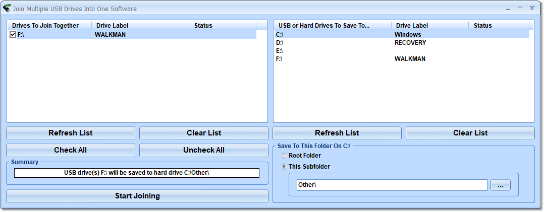 screenshot of join-multiple-usb-drivers