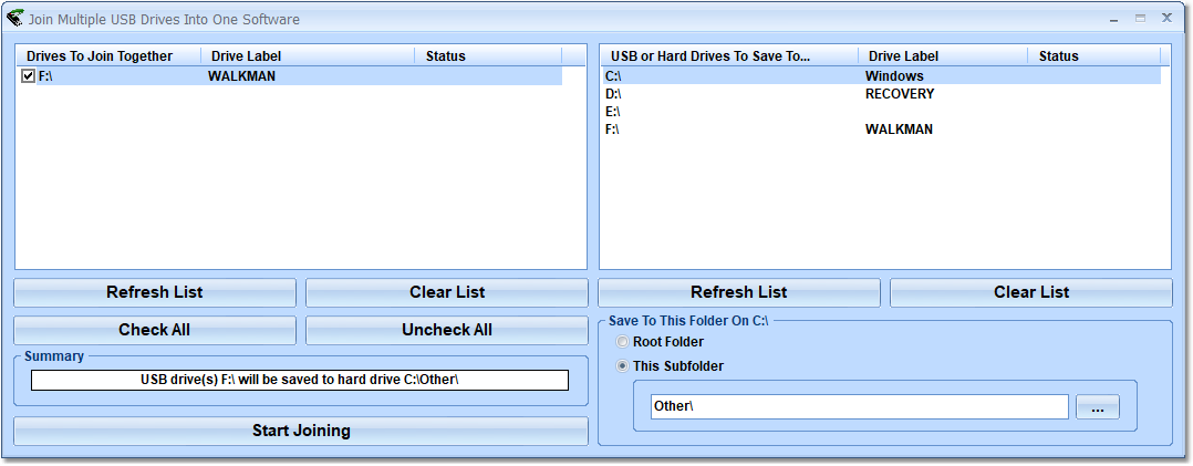 Join Multiple USB Drives Into One Software