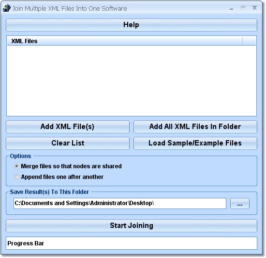 Join Multiple XML Files Into One Software screen shot
