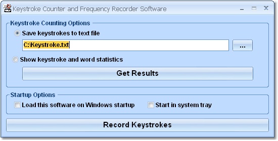Keystroke Counter and Frequency Recorder Software screen shot
