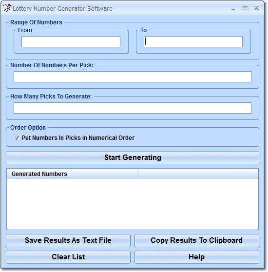 Lottery Number Generator Software screen shot
