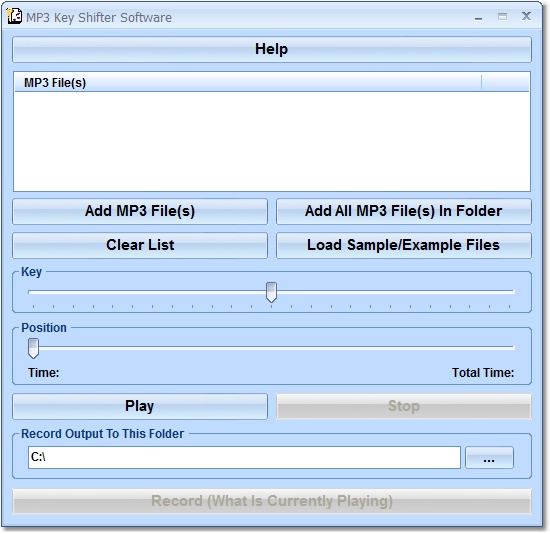 Play and save MP3 tracks in a different key.