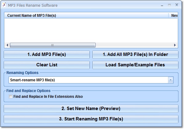 Change filenames of many MP3 files.
