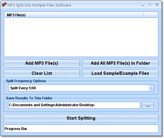MP3 Split Into Multiple Files Software screen shot