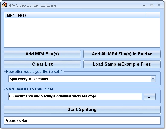 MP4 Video Splitter Software screen shot
