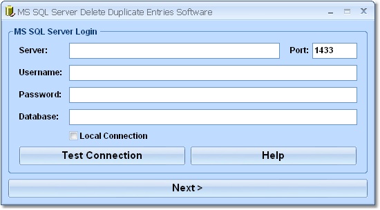 Screenshot of MS SQL Server Delete (Remove) Duplicate Entries Software