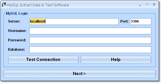 Screenshot of MySQL Extract Data & Text Software 7.0
