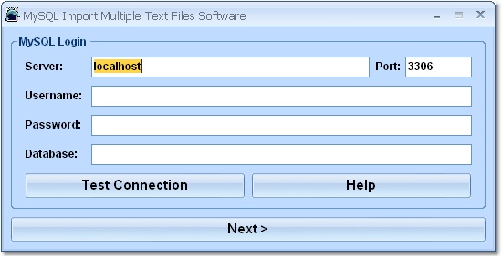 Screenshot of MySQL Import Multiple Text Files Software