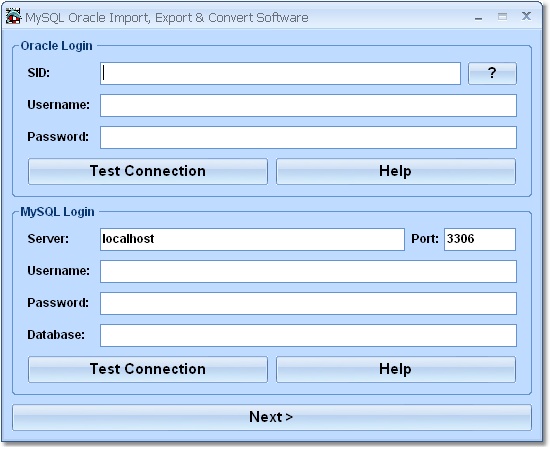 Screenshot of MySQL Oracle Import, Export & Convert Software