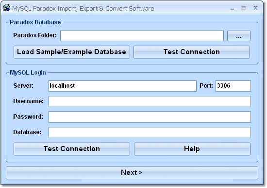 Click to view MySQL Paradox Import, Export & Convert Software 7.0 screenshot