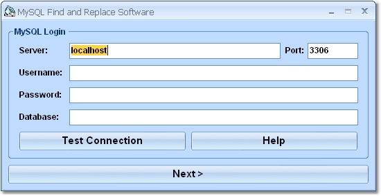 Screenshot of MySQL Find and Replace Software