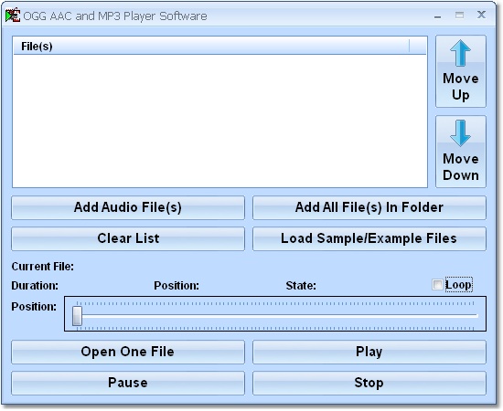 OGG AAC and MP3 Player Software screen shot