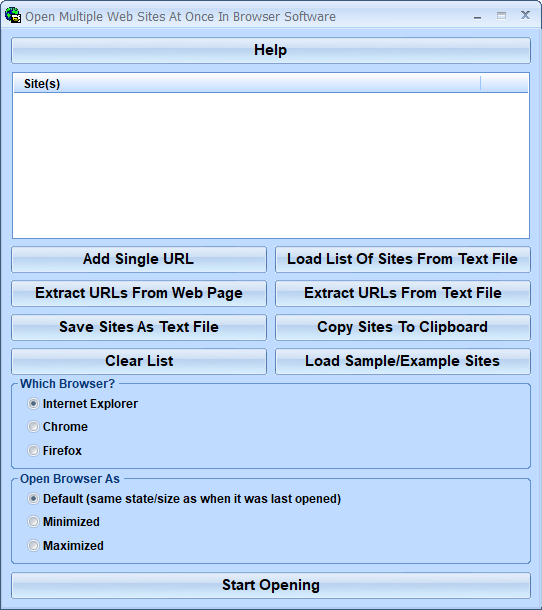Open Multiple Web Sites At Once In Browser Softwar 7.0 screenshot