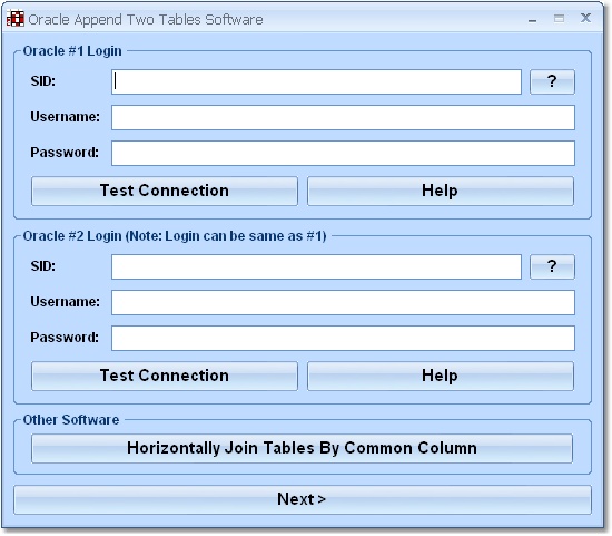 Click to view Oracle Append Two Tables Software 7.0 screenshot