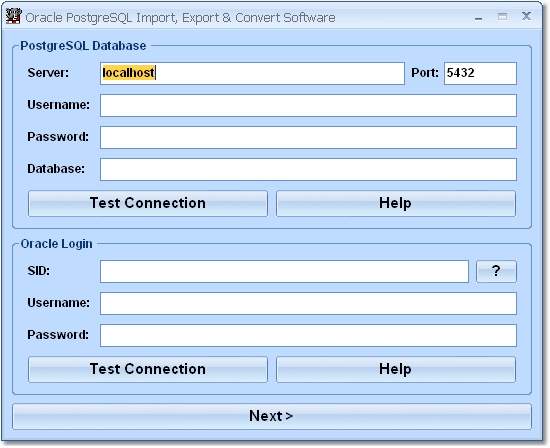Screenshot of Oracle PostgreSQL Import, Export & Convert Software