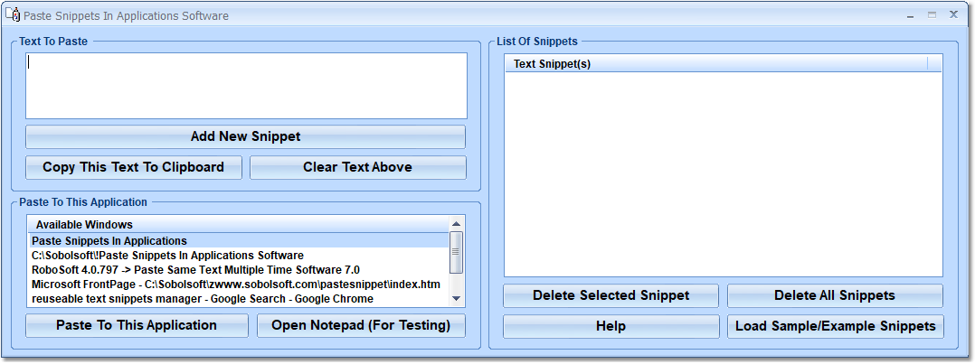 Paste Snippets In Applications Software